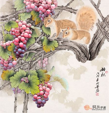 当代田园花鸟画名作--羽墨葡萄图