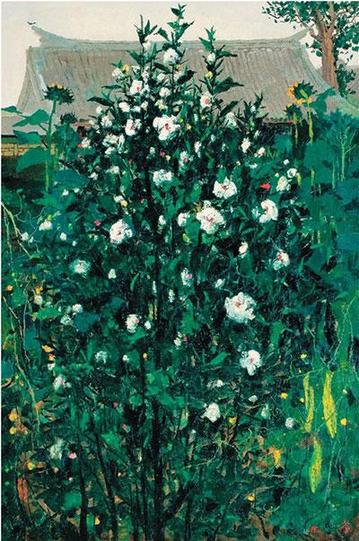 吴冠中的艺术及市场走向:油画国画两面开花 吴冠中《木槿》 1975年 (2015年保利6900万元成交,2011年保利获价6352万元)