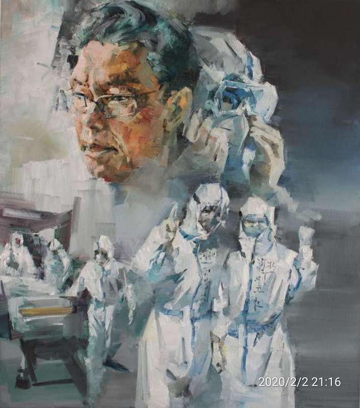 油画：抗击疫情，中国必胜（吕凤台）