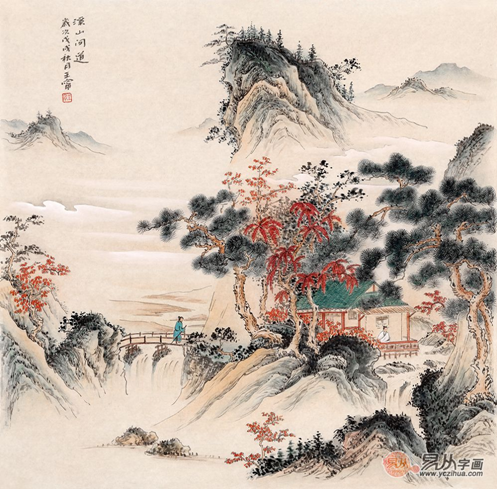 中国画山林古松当代名家山水画作品欣赏